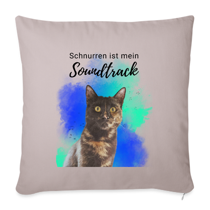 LiNBW. Kissen mit Füllung 45 x 45 cm Schnurren ist mein Soundtrack - helles Taupe