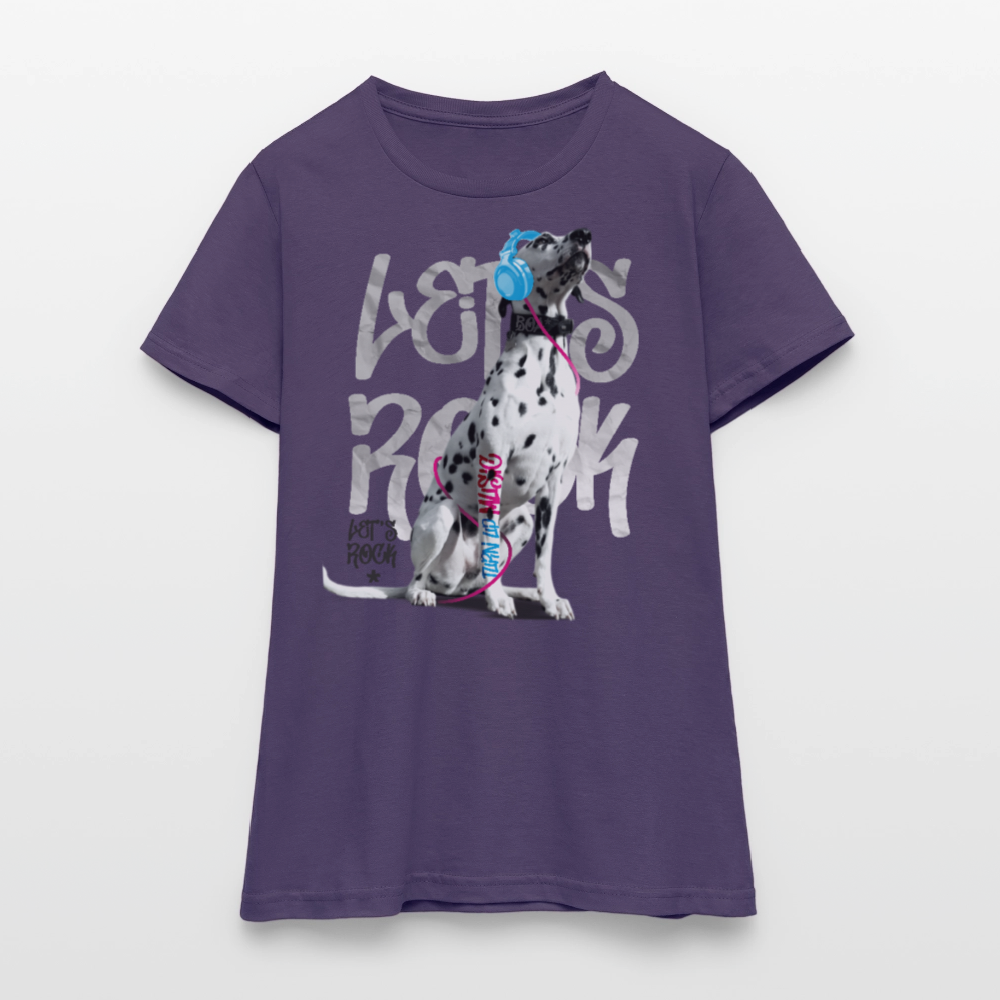 LiNBW. Frauen T-Shirt Dalmatiner Let's Rock - Dunkellila