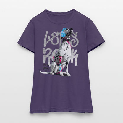LiNBW. Frauen T-Shirt Dalmatiner Let's Rock - Dunkellila