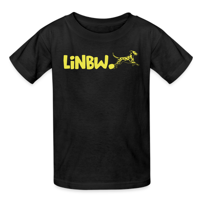 Kinder-T-Shirt – „LiNBW.“ Logo vorne & Zitat hinten | Doppelseitiger Style für tierliebe Kids - Schwarz