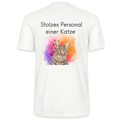 LiNBW. Männer T-Shirt Stolzes Personal einer Katze - Weiß