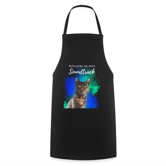 Kochschürze „Schnurren ist mein Soundtrack“ – Katzen-Liebe trifft Küchenkunst - Schwarz