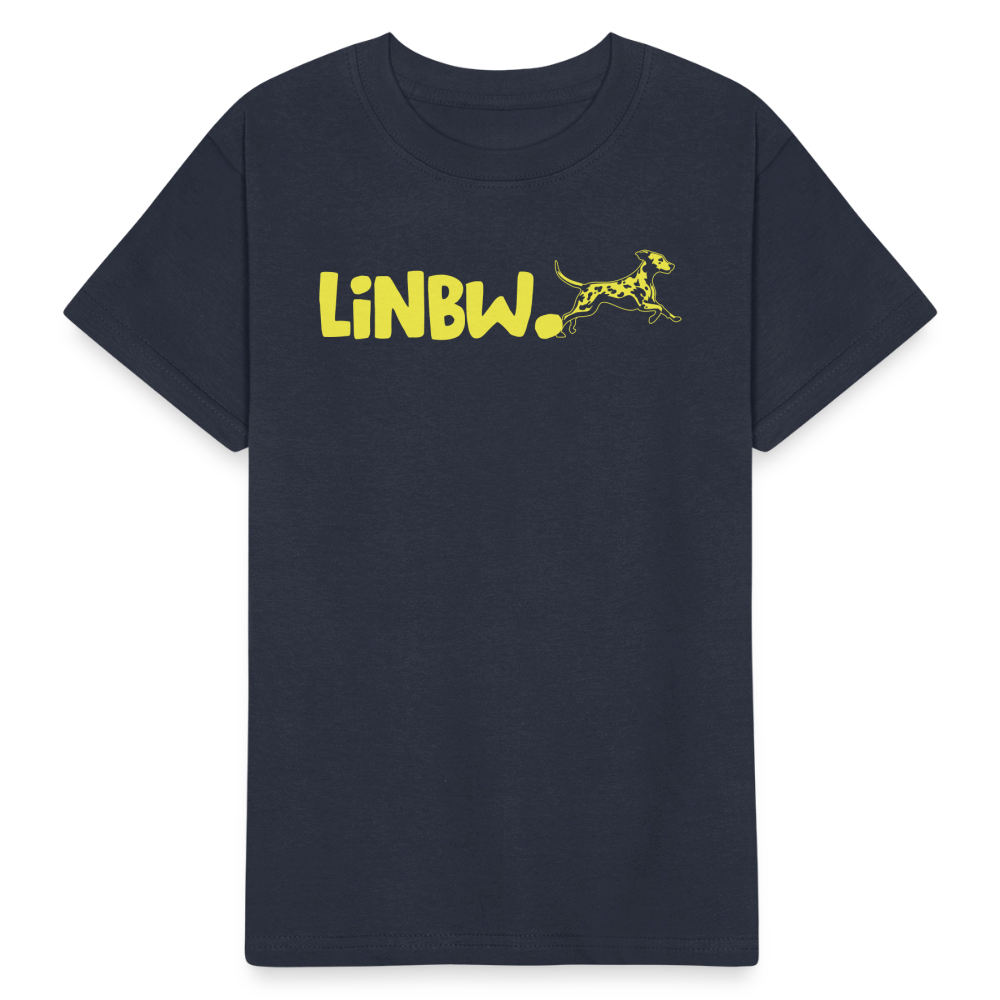 Kinder-T-Shirt – „LiNBW.“ Logo vorne & Zitat hinten | Doppelseitiger Style für tierliebe Kids - Navy