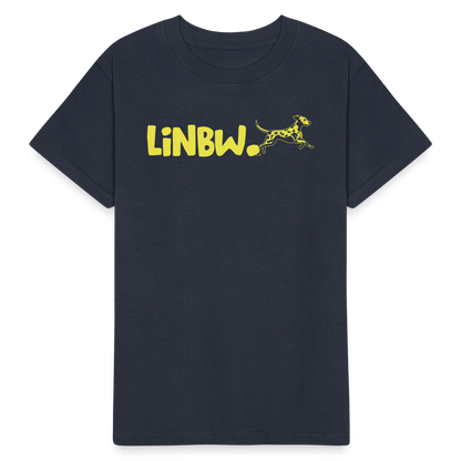 Kinder-T-Shirt – „LiNBW.“ Logo vorne & Zitat hinten | Doppelseitiger Style für tierliebe Kids - Navy