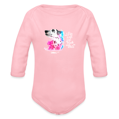 Baby-Body „Life is not just black and white – mit Dalmatiner Boa“ - Hellrosa