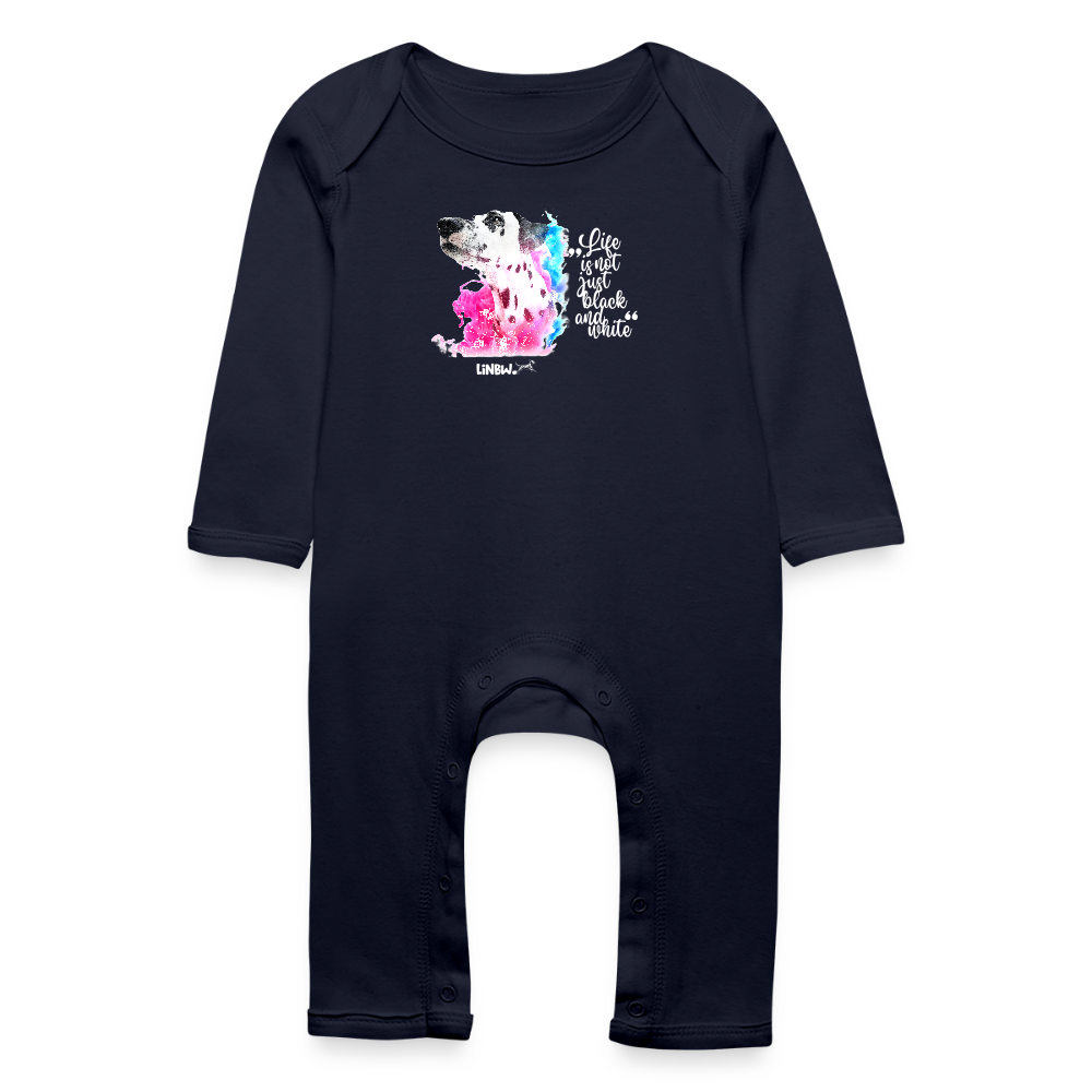 LiNBW. Baby Strampler Dalmatiner Life is not just black and white - Navy