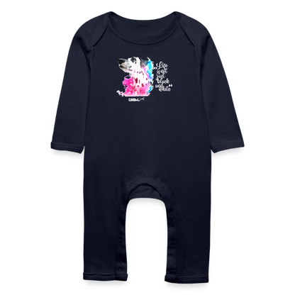 LiNBW. Baby Strampler Dalmatiner Life is not just black and white - Navy