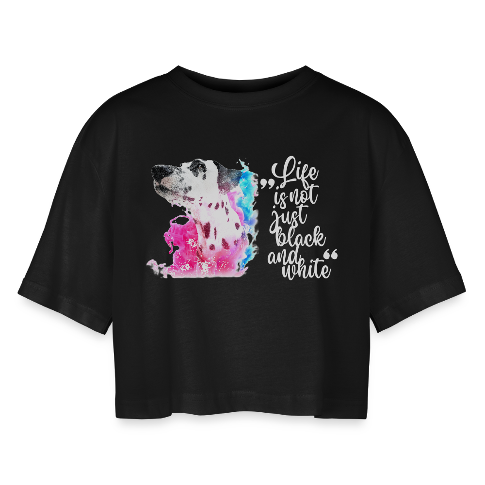 LiNBW. Frauen Cropped T-Shirt Dalmatiner Life is not just black and white - Schwarz