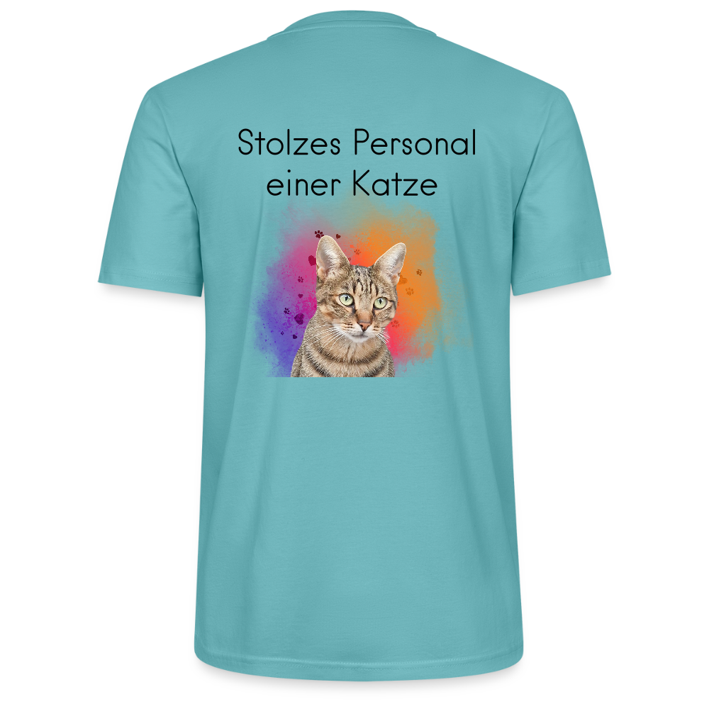 LiNBW. Männer T-Shirt Stolzes Personal einer Katze - Pastelltürkis