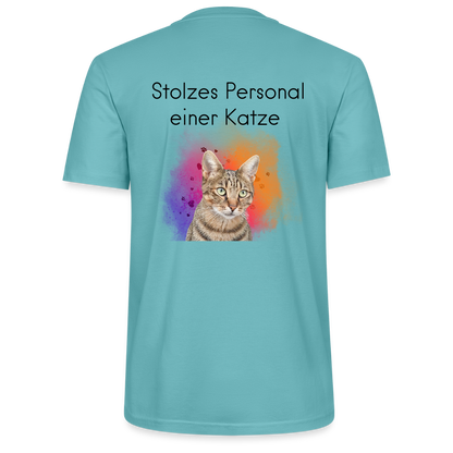LiNBW. Männer T-Shirt Stolzes Personal einer Katze - Pastelltürkis