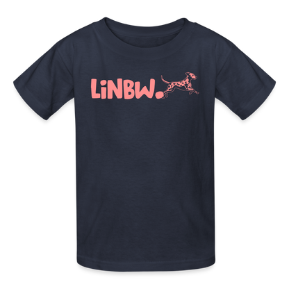 Kinder-T-Shirt – „LiNBW.“ Logo vorne & Zitat hinten | Doppelseitiger Style für tierliebe Kids - Navy