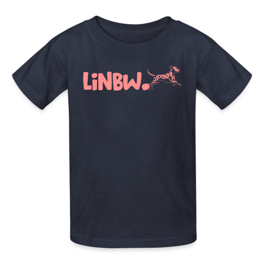 Kinder-T-Shirt – „LiNBW.“ Logo vorne & Zitat hinten | Doppelseitiger Style für tierliebe Kids - Navy