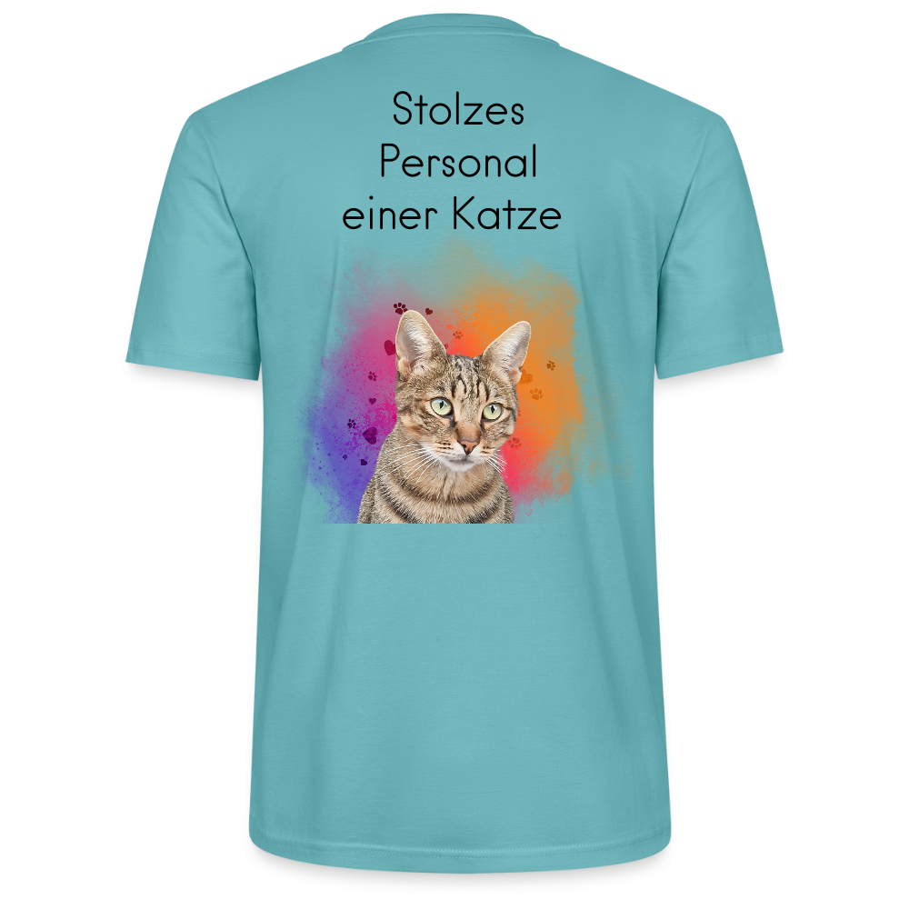 LiNBW. Männer T-Shirt Stolzes Personal einer Katze - Pastelltürkis