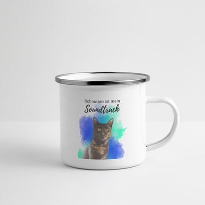 LiNBW. Emaille-Tasse Schnurren ist mein Soundtrack - Weiß