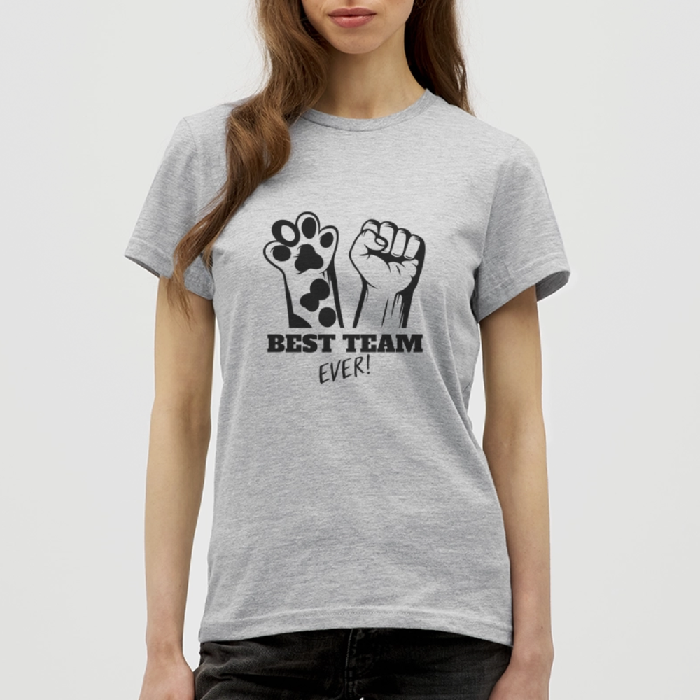 LiNBW. Frauen T-Shirt Best Team Ever - Grau meliert