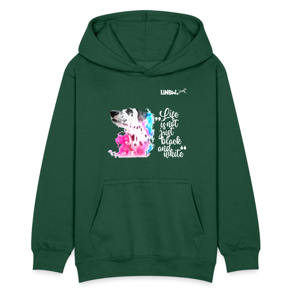 LiNBW. Teenager Hoodie Dalmatiner Life is not just black and white - Flaschengrün