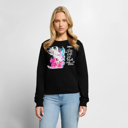 Damen Pullover „Boa Farbsplash“ – Pink & Blau – Life is not just black and white 🐾 - Schwarz