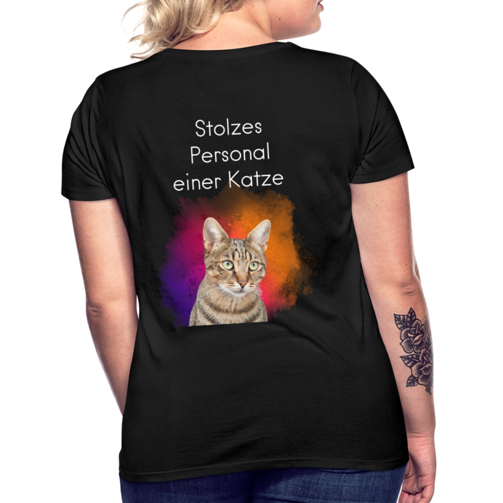 LiNBW. Frauen T-Shirt Stolzes Personal einer Katze - Schwarz