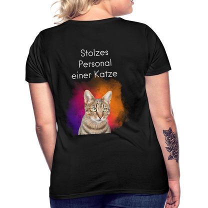 LiNBW. Frauen T-Shirt Stolzes Personal einer Katze - Schwarz