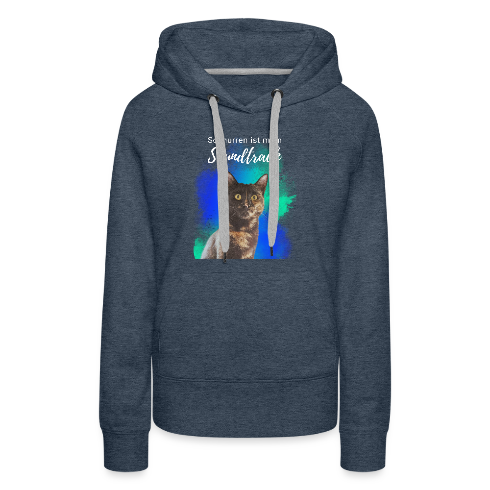 LiNBW.  Frauen Hoodie Schnurren ist mein Soundtrack - Jeansblau