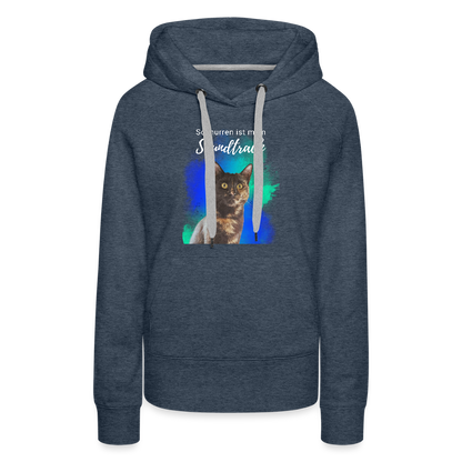 LiNBW.  Frauen Hoodie Schnurren ist mein Soundtrack - Jeansblau