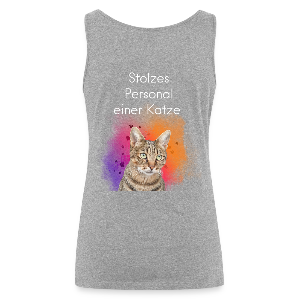 LiNBW. Frauen Tank-Top Stolzes Personal einer Katze - Grau meliert