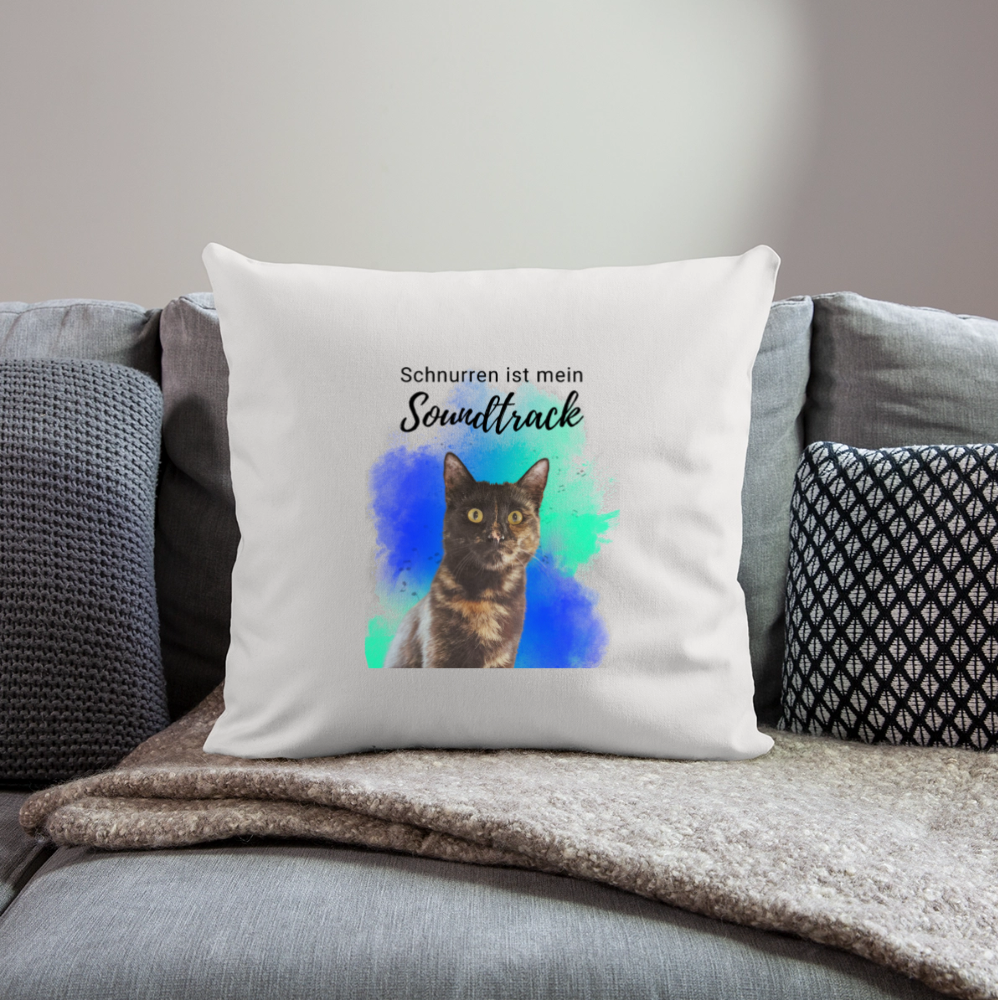 LiNBW. Kissen mit Füllung 45 x 45 cm Schnurren ist mein Soundtrack - Naturweiß 