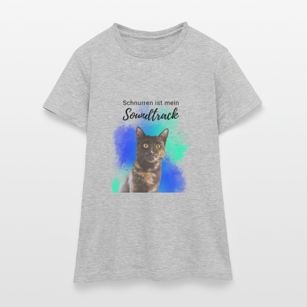 LiNBW. Frauen T-Shirt Schnurren ist mein Soundtrack - Grau meliert