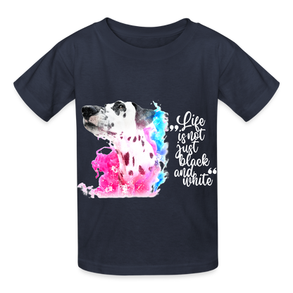 Kinder-T-Shirt – Dalmatiner in Farbe | Life is not just black and white - Navy