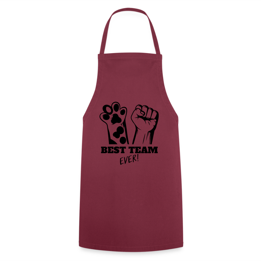 Kochschürze „Best Team Ever!“ – Mensch & Tier, unschlagbar vereint - Bordeaux