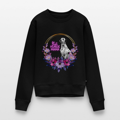 Damen Pullover „Beste Hundemama“ – Boa mit Blumenkranz – Geschenkidee für Hundefans 🐾🌸 - Schwarz