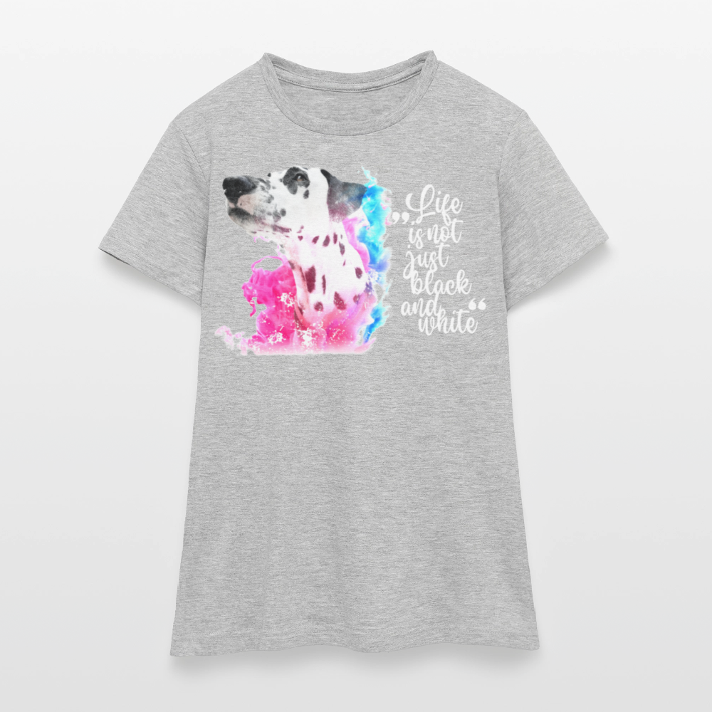 LiNBW. Frauen T-Shirt Dalmatiner Life is not just black and white - Grau meliert