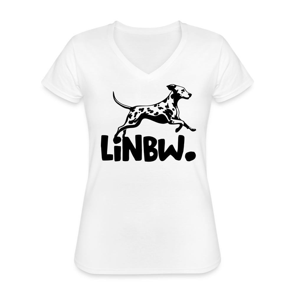 LiNBW. Frauen T-Shirt V-Ausschnitt - Weiß