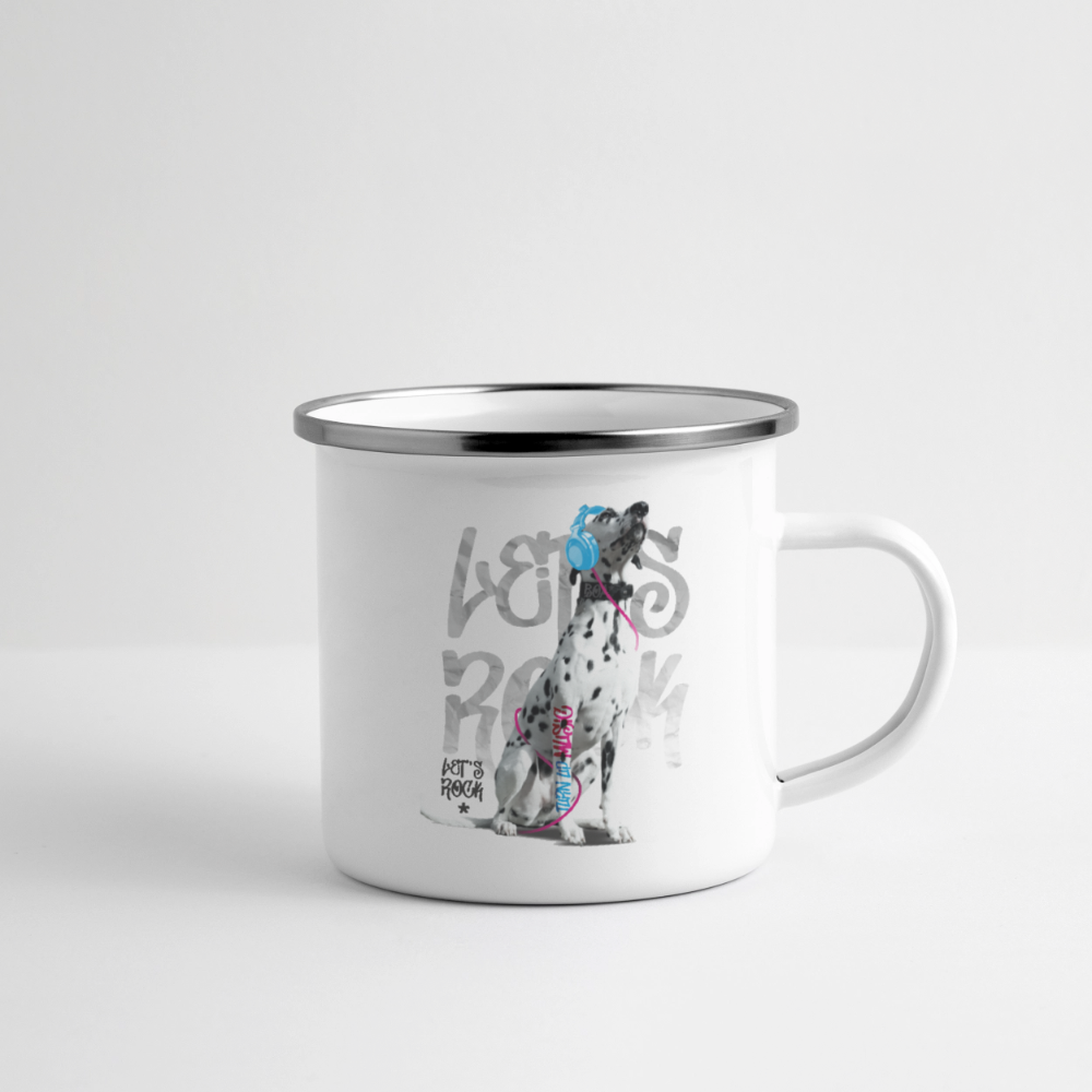 LiNBW. Emaille-Tasse Dalmatiner Let's Rock - Weiß