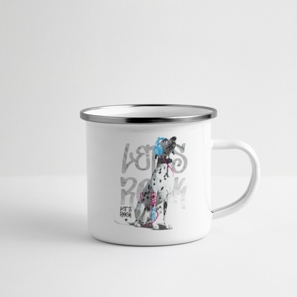LiNBW. Emaille-Tasse Dalmatiner Let's Rock - Weiß