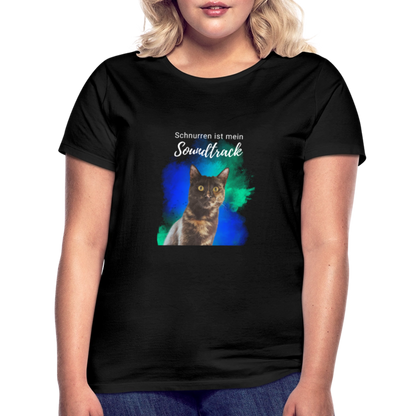 LiNBW. Frauen T-Shirt Schnurren ist mein Soundtrack - Schwarz