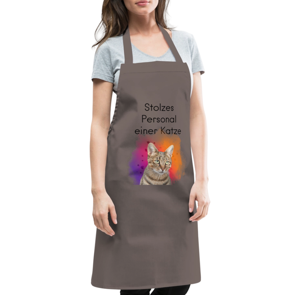 Kochschürze „Stolzes Personal einer Katze“ – Für wahre Katzenbedienstete - Grau
