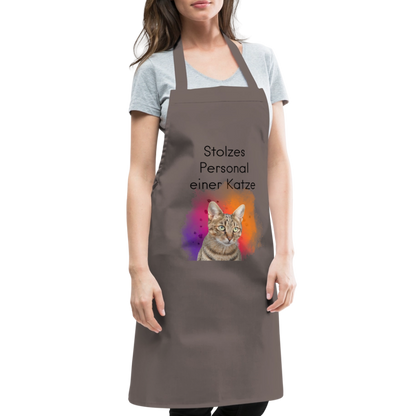 Kochschürze „Stolzes Personal einer Katze“ – Für wahre Katzenbedienstete - Grau