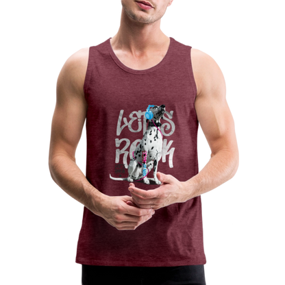 LiNBW. Männer Tank-Top Dalmatiner Let's Rock - Bordeauxrot meliert