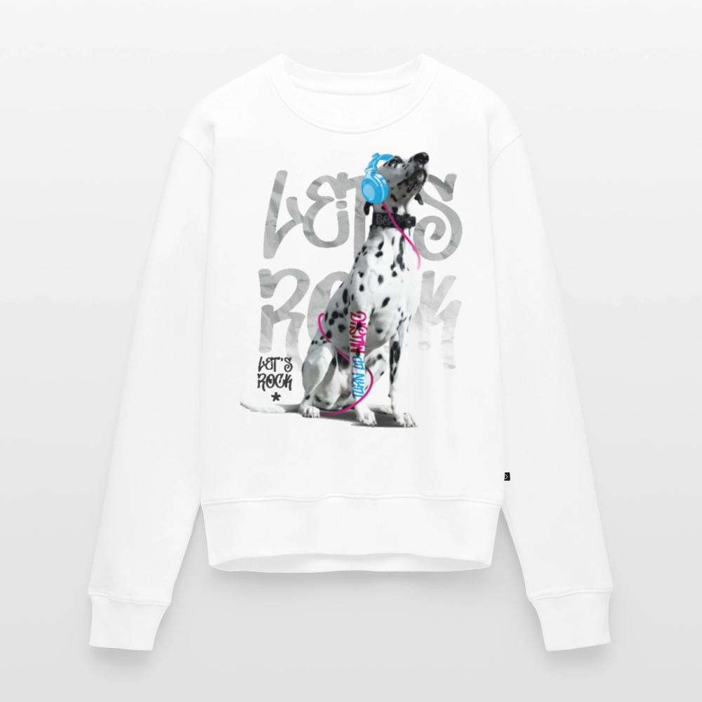 Damen Pullover „Let’s Rock“ – Boa mit Kopfhörern – für Musik- & Hundefans 🎧🐾 - Weiß