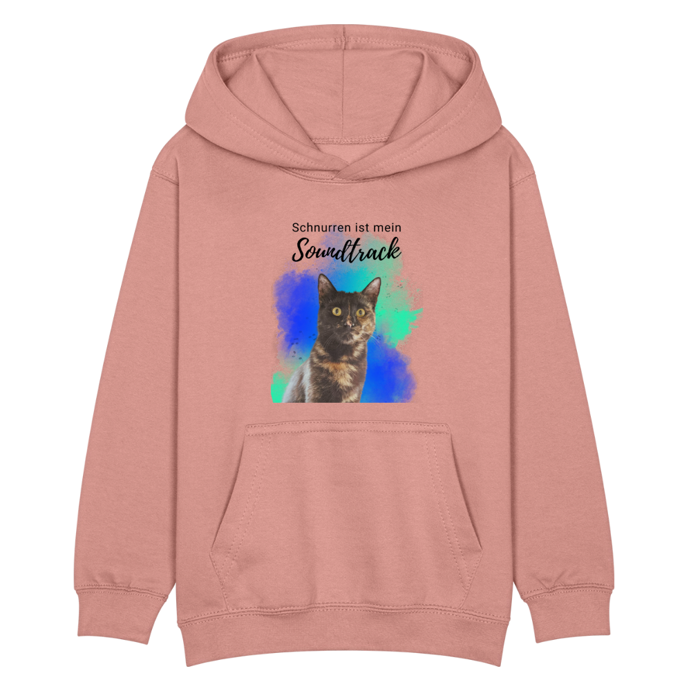 LiNBW. Kinder Hoodie Schnurren ist mein Soundtrack - Altrosa
