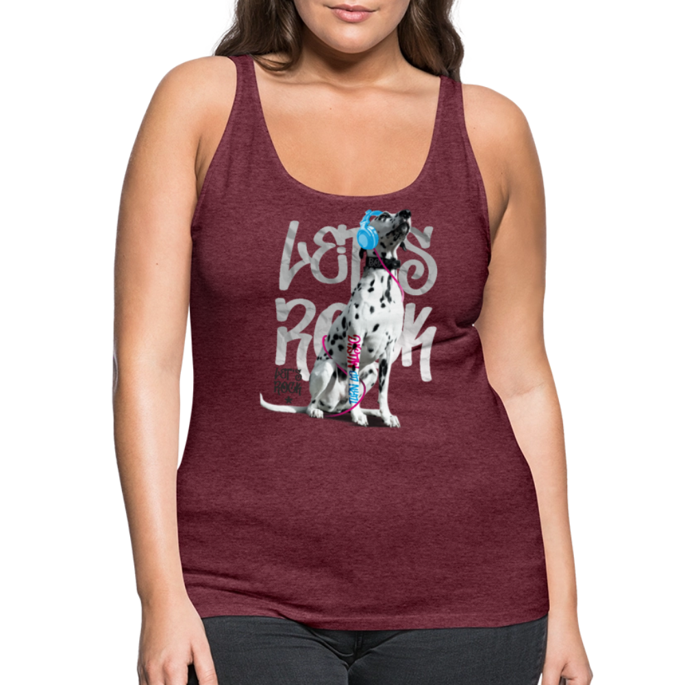 LiNBW. Frauen Tank-Top Dalmatiner Let's Rock - Bordeauxrot meliert