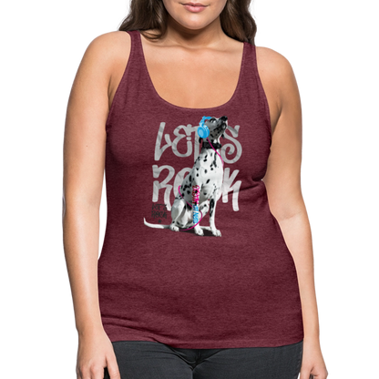 LiNBW. Frauen Tank-Top Dalmatiner Let's Rock - Bordeauxrot meliert