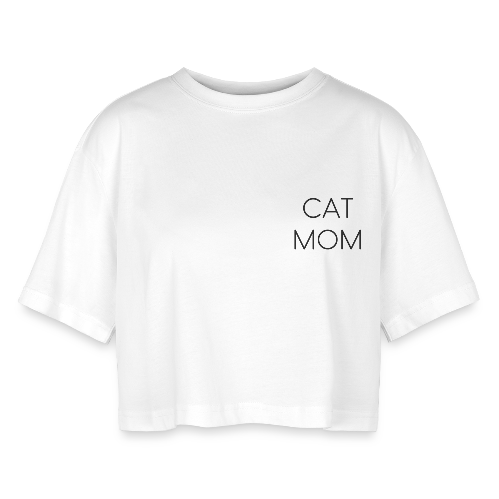 LiNBW. Frauen Cropped T-Shirt Stolzes Personal einer Katze - Weiß