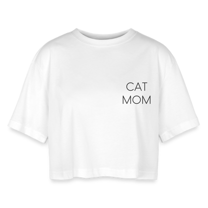 LiNBW. Frauen Cropped T-Shirt Stolzes Personal einer Katze - Weiß