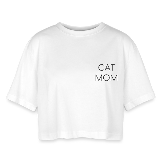 LiNBW. Frauen Cropped T-Shirt Stolzes Personal einer Katze - Weiß