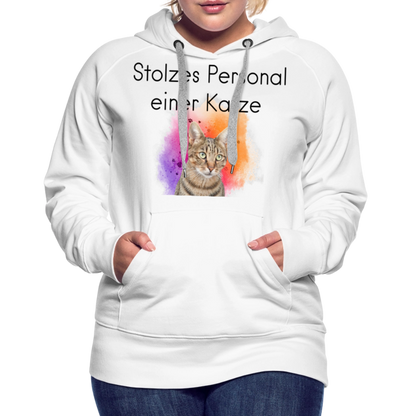 LiNBW.  Frauen Hoodie Stolzes Personal einer Katze - Weiß