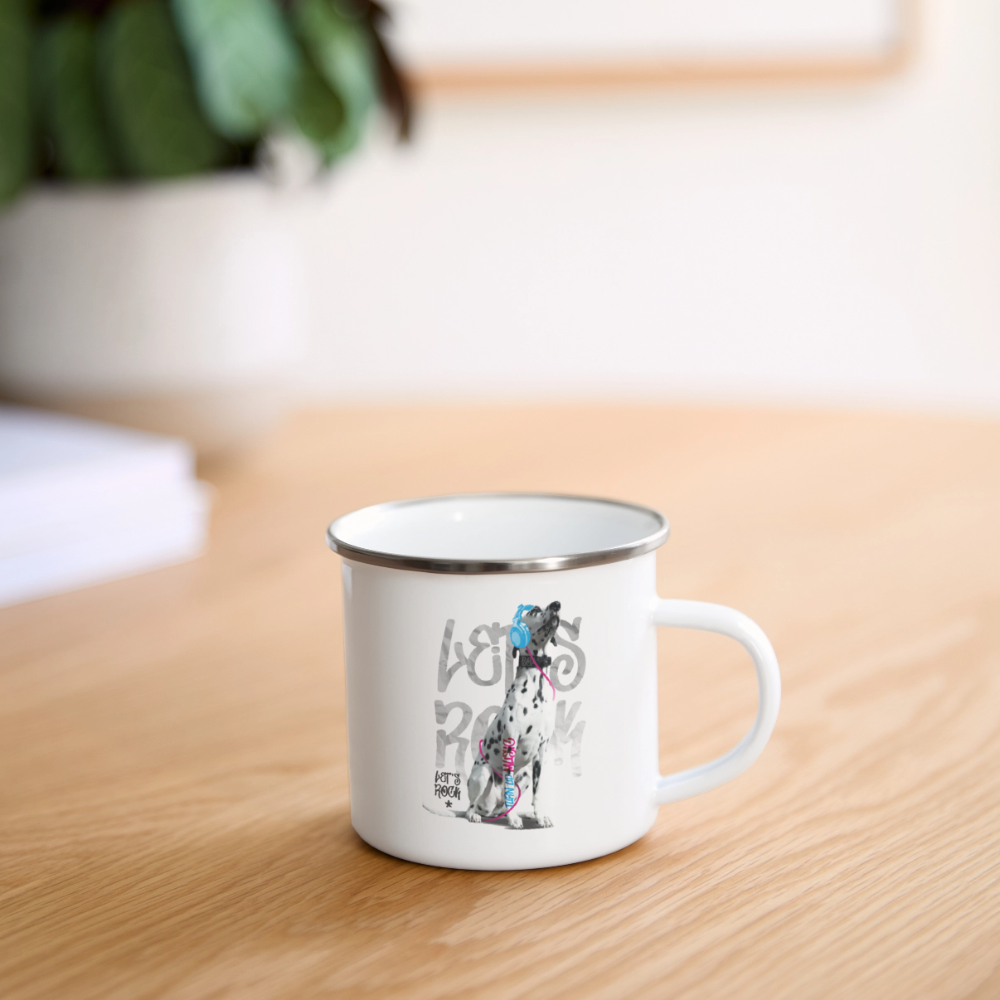 LiNBW. Emaille-Tasse Dalmatiner Let's Rock - Weiß