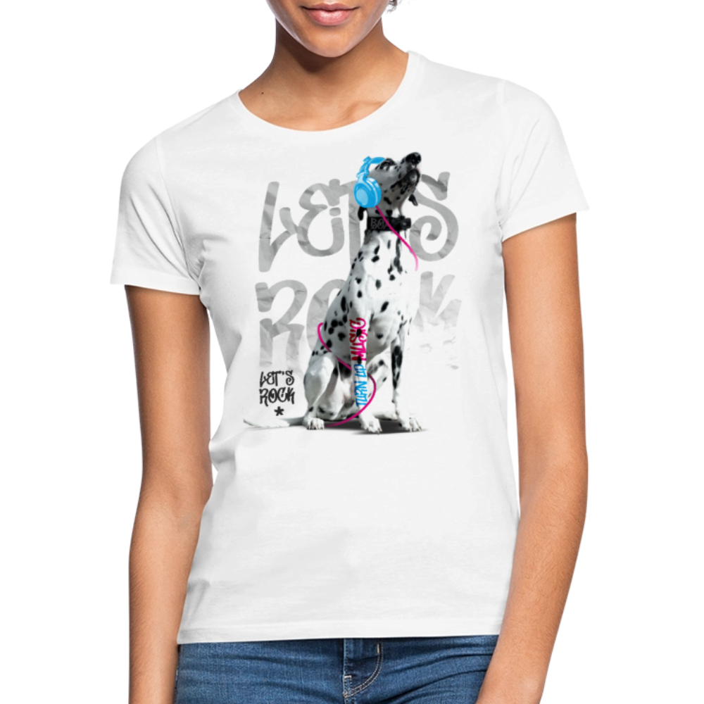 LiNBW. Frauen T-Shirt Dalmatiner Let's Rock - Weiß