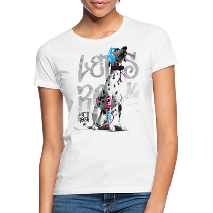 LiNBW. Frauen T-Shirt Dalmatiner Let's Rock - Weiß
